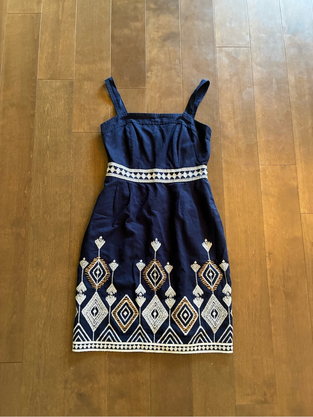 NWT Banana Republic Navy Embroidered Sleeveless Cotton Dress